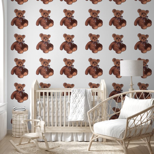 brown teddy bear nursery wallpaper (Kids)