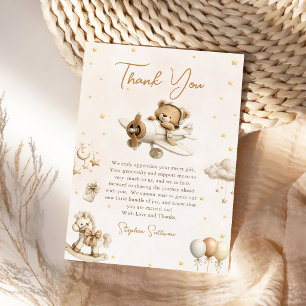 Brown Teddy Bear Plane Thank You Card