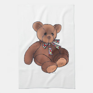 Brown teddy bear tea towel