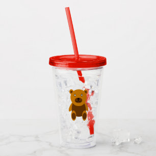 Brown teddybear clipart acrylic tumbler