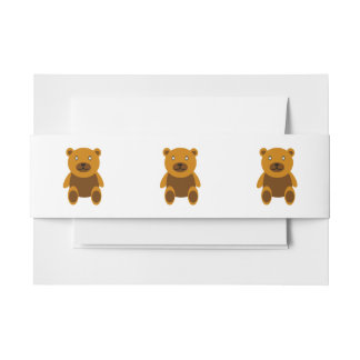 Brown teddybear clipart invitation belly band