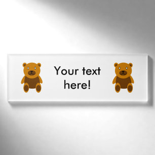 Brown teddybear clipart name tag