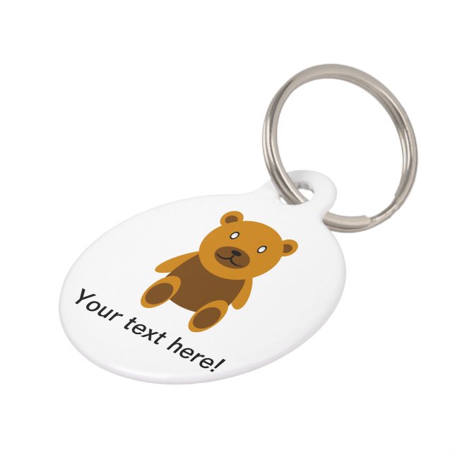 Brown teddybear clipart pet tag (Side)