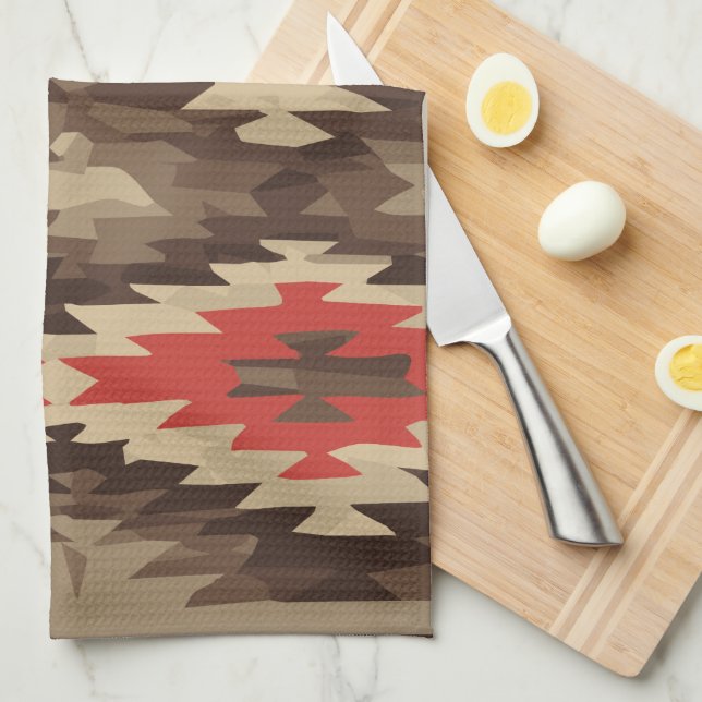 Brown/Terra Cotta Pattern Tea Towel (Quarter Fold)