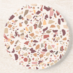 Brown terrazzo: vintage, trendy pattern. coaster