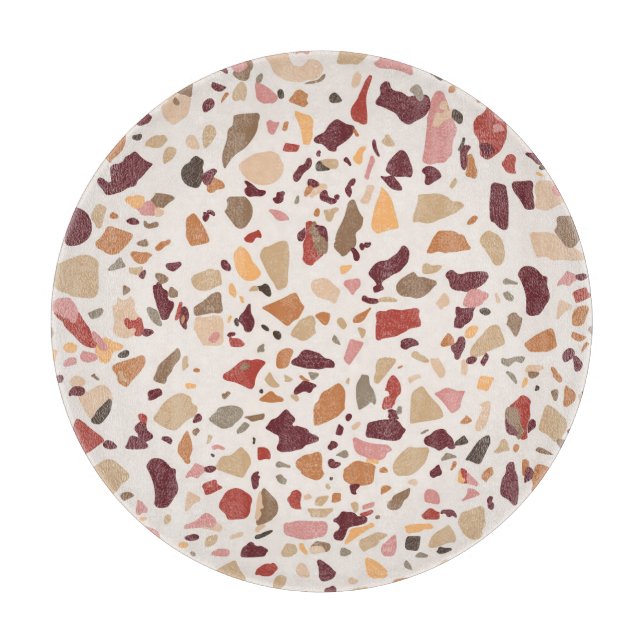 Brown terrazzo: vintage, trendy pattern. cutting board (Front)