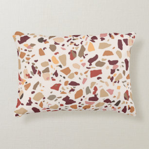 Brown terrazzo: vintage, trendy pattern. decorative cushion