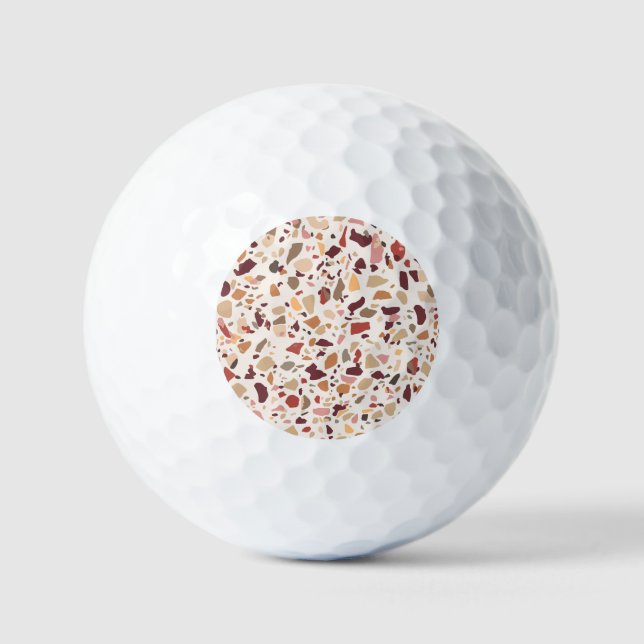 Brown terrazzo: vintage, trendy pattern. golf balls (Front)