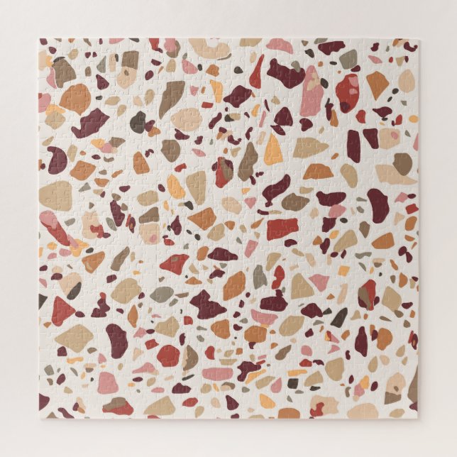 Brown terrazzo: vintage, trendy pattern. jigsaw puzzle (Vertical)