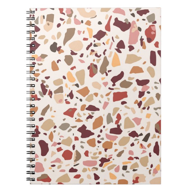 Brown terrazzo: vintage, trendy pattern. notebook (Front)