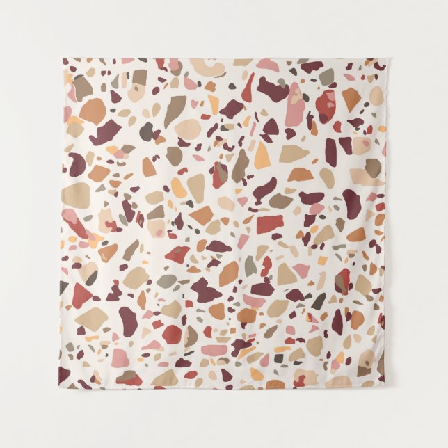 Brown terrazzo: vintage, trendy pattern. tapestry (Front)