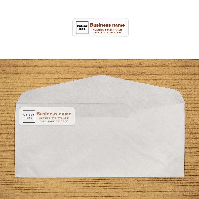 Brown Text Business Return Address Label (Return address label in brown text on envelope)