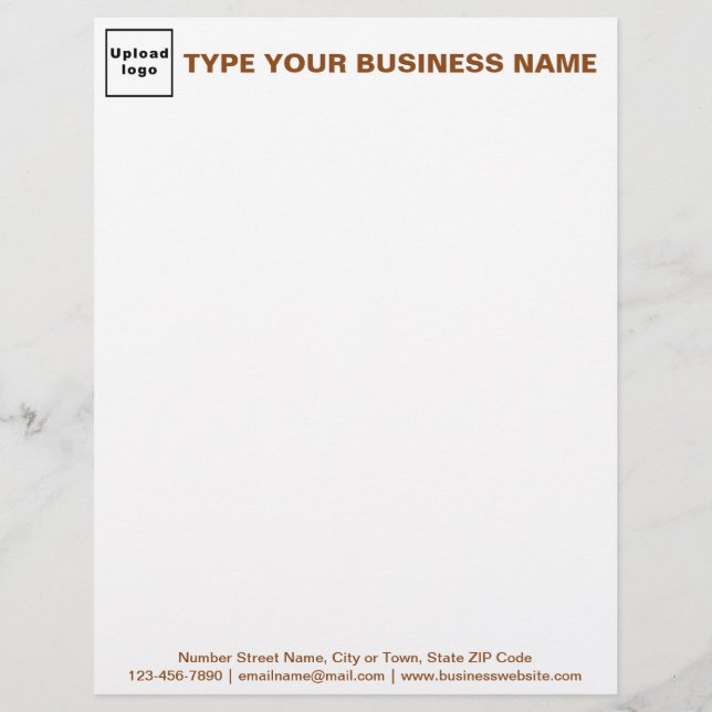 Brown Texts on Header and Footer of Business Custom Letterhead (Front)