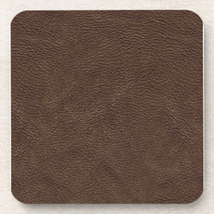 Brown Textured Leather Coaster