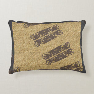 Brown Textured Multi pattern Design Decorative Cushion
