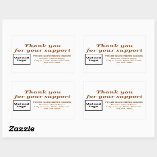 Brown Thank You For Your Support on White Rectangular Sticker