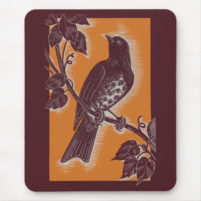 brown thrush with orange mouse pad (Front)