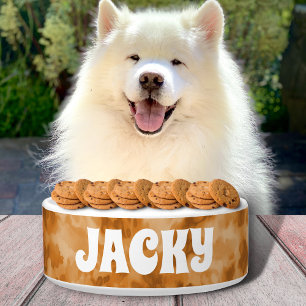 Brown Tie Dye Personalised Dog or Cat Name Bowl