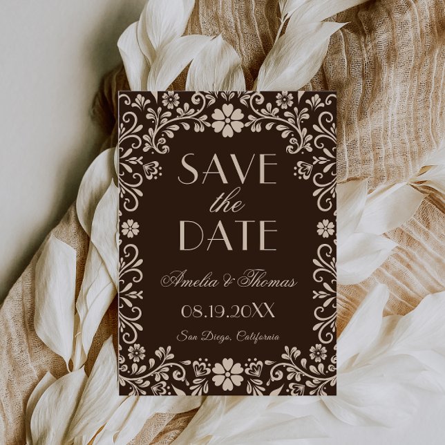 Brown Timeless Floral Wedding  Save The Date (Creator Uploaded)