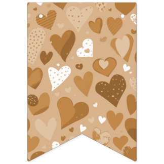 Brown-toned hearts pattern. bunting 