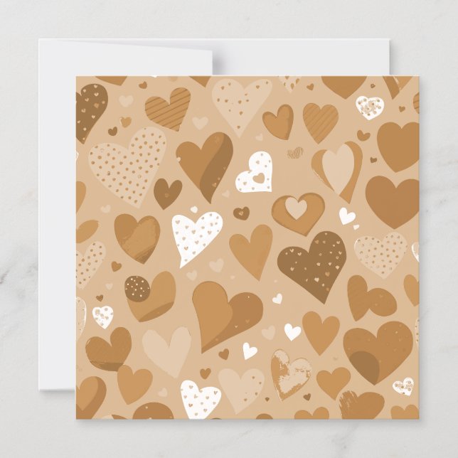 Brown-toned hearts pattern. magnetic invitation (Front)