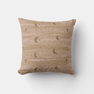 Brown Tones Night Sky - Moon & Stars Seamless Patt Cushion