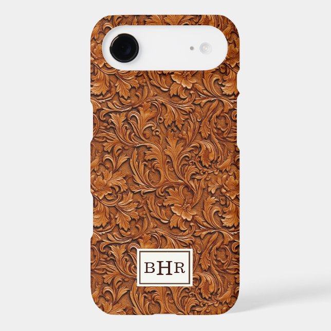 Brown Tooled Leather Monogrammed (Back)