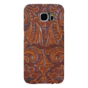 Brown Tooled Leather PRINT Samsung Phone Case
