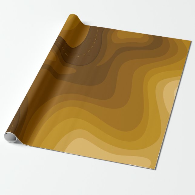Brown Topographic Map Wrapping Paper (Unrolled)