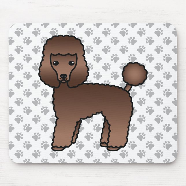 Brown Toy Poodle Cute Cartoon Dog Mouse Pad (Front)