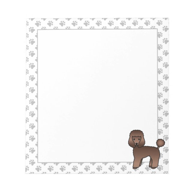 Brown Toy Poodle Cute Cartoon Dog Notepad (Front)