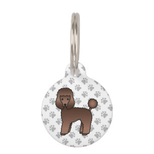 Brown Toy Poodle Cute Cartoon Dog & Pet's Info Pet Tag