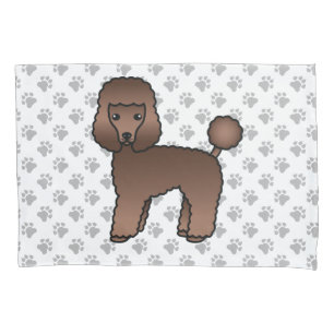 Brown Toy Poodle Cute Cartoon Dog Pillowcase