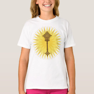 Brown Traditional Ethiopian Cross Design T-Shirt