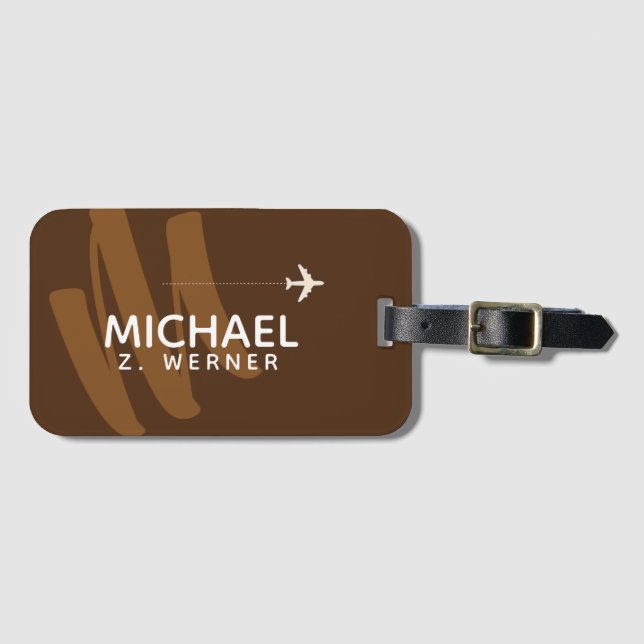 Brown Travel Tag with Name (Front Horizontal)