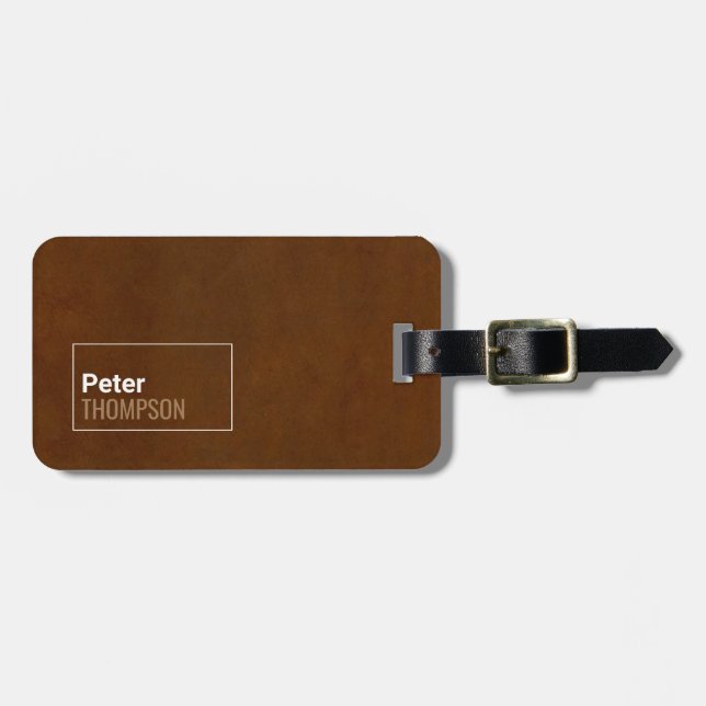 Brown traveller name identifier luggage tag (Front Horizontal)