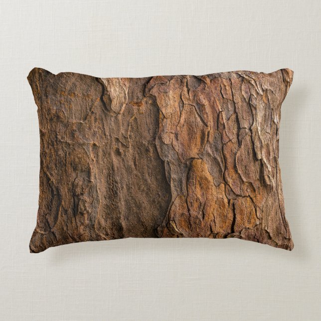 Brown tree bark in closeup photography decorative cushion (Front)