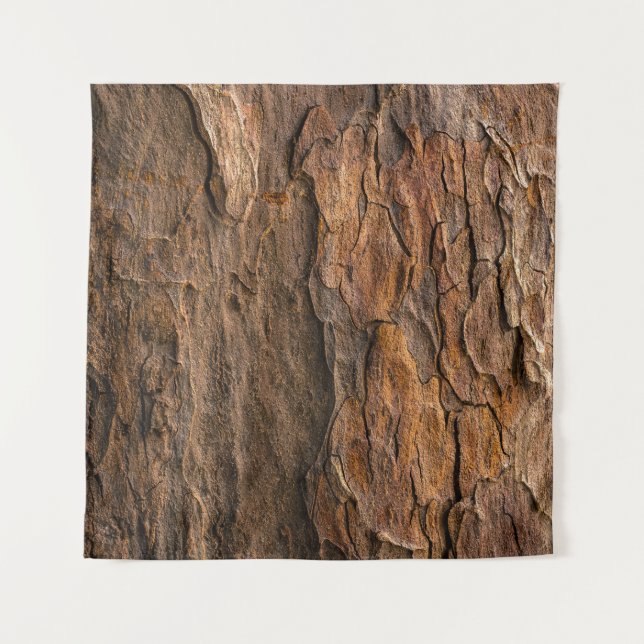 Brown tree bark in closeup photography tapestry (Front)
