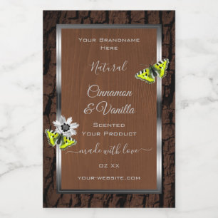 Brown Tree Bark with Silver Frame Product Labels