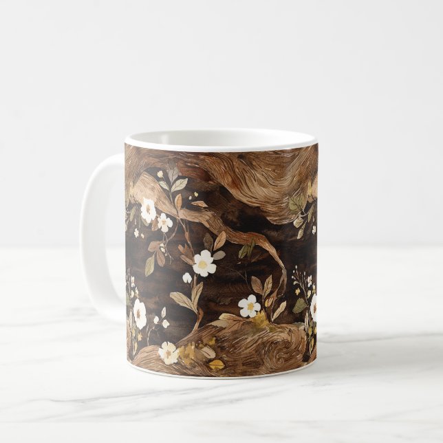 Brown Tree Floral Coffee Mug (Front Left)
