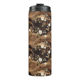 Brown Tree Floral Thermal Tumbler