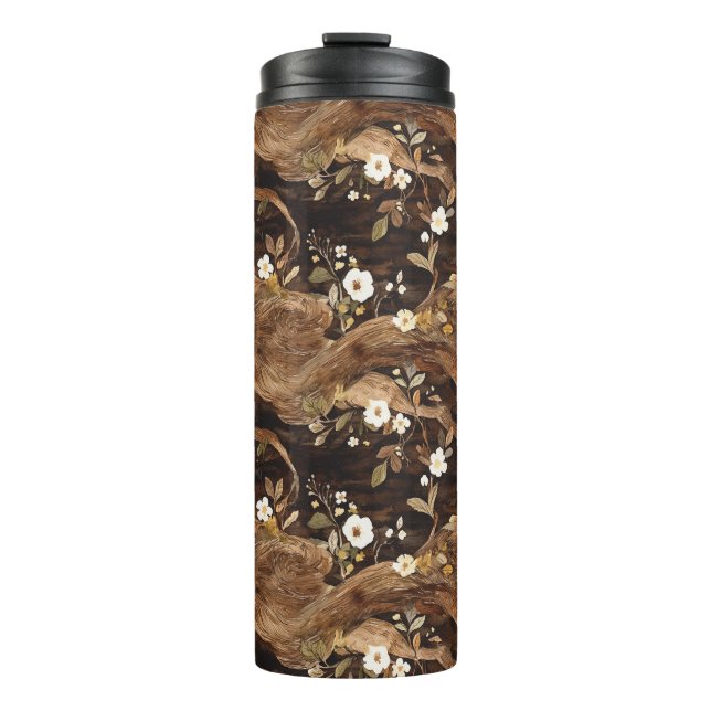 Brown Tree Floral Thermal Tumbler (Front)