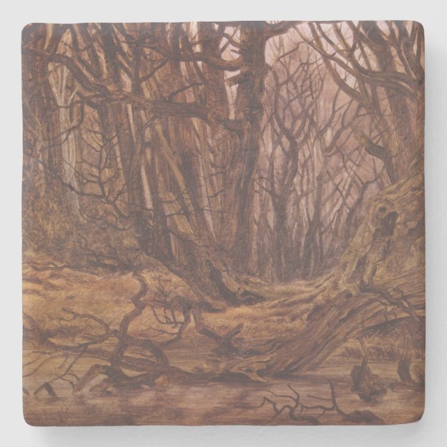 Brown Tree Trunks in an Autumnal Forest Stone Coaster (Front)