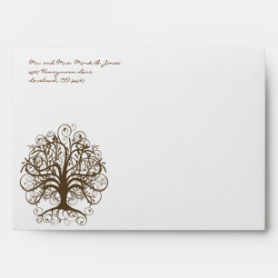 Brown Tree Wedding Envelopes
