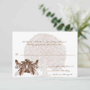 Brown Tree Wedding Monogram Response Card