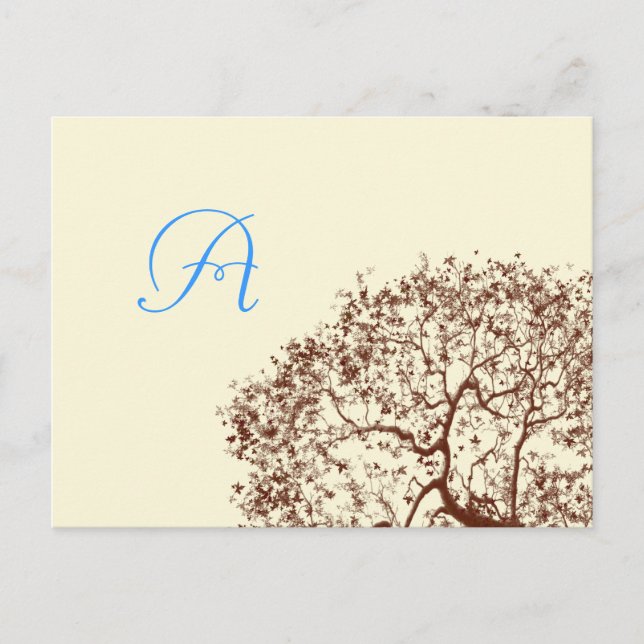 Brown Tree Wedding Monogram Response Card (Front)