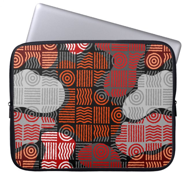 Brown tribal geometric background in block patchwo laptop sleeve (Front)