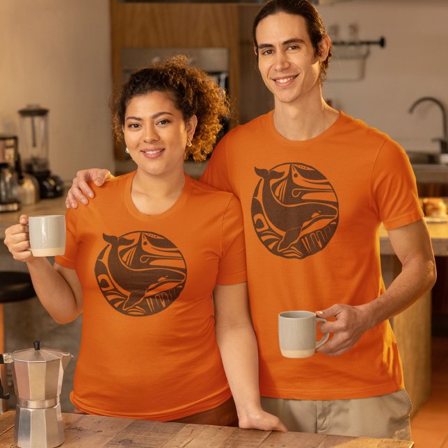 Brown Tribal Killer Whale Circle Logo Orca Orange  T-Shirt (Creator Uploaded)