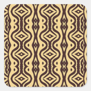 Brown tribal pattern square sticker
