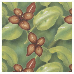 Brown tropical flowers fabric